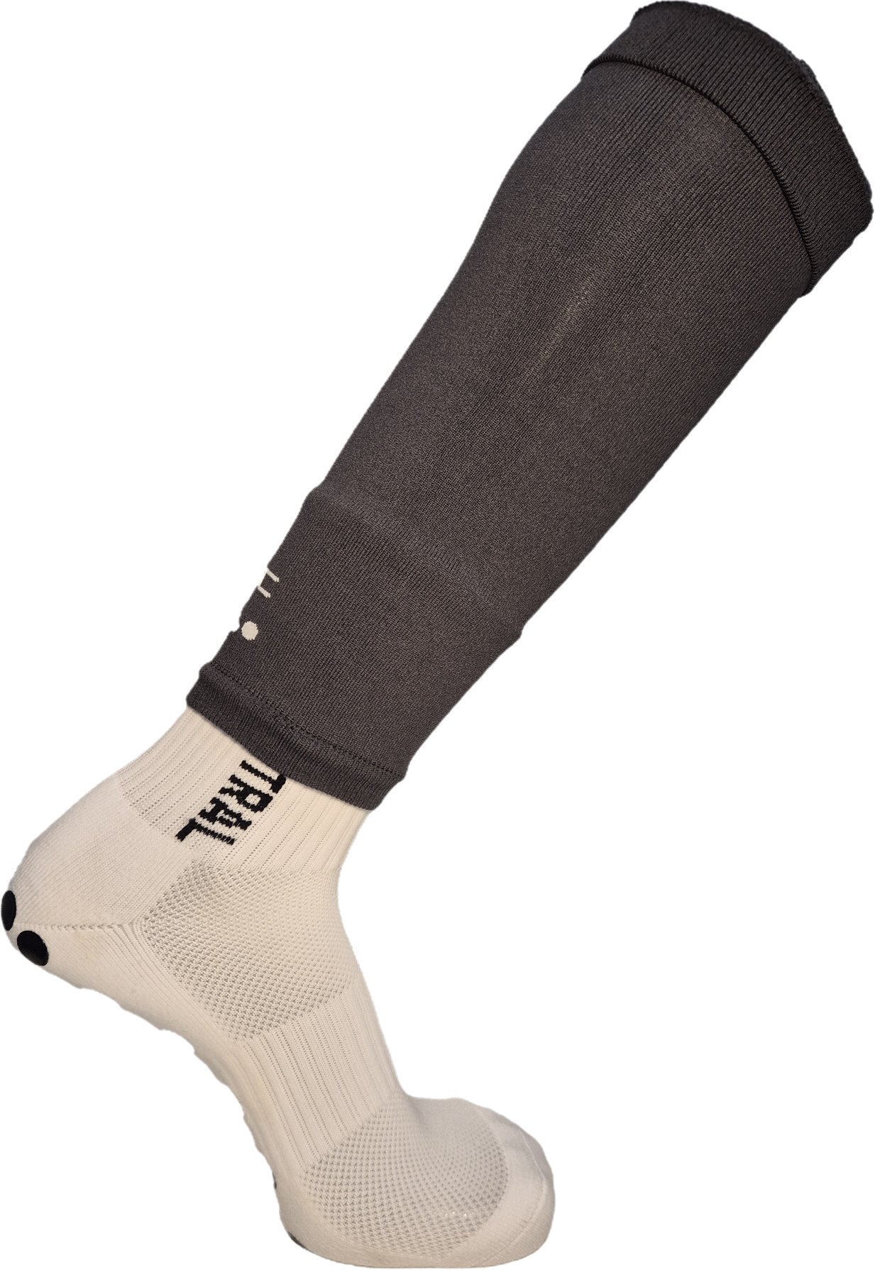 Grey footless socks, side image, soccer socks