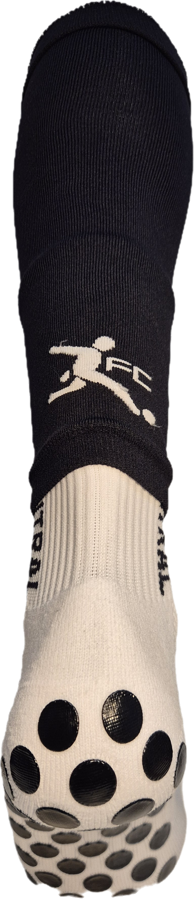 Black footless socks, rear image, soccer socks