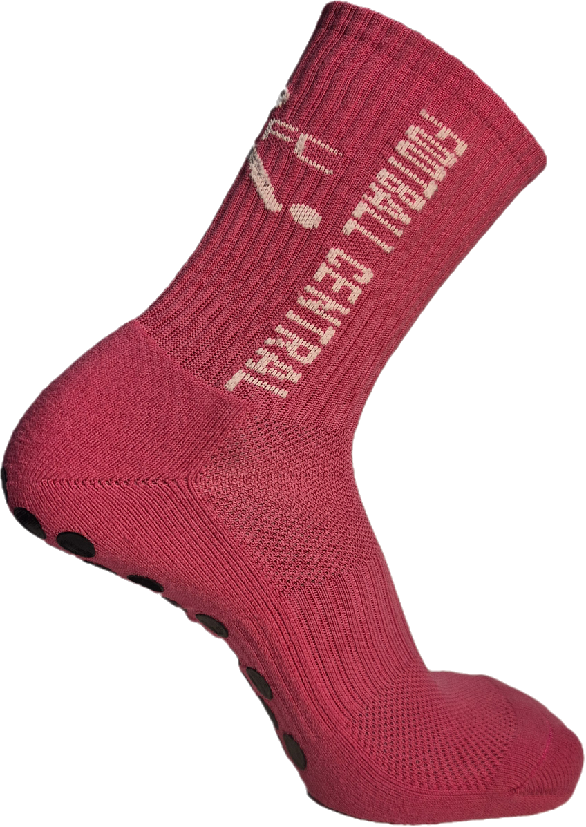 pink grip socks, side image, football grip socks, soccer grip socks