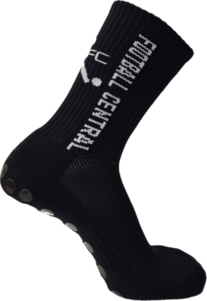 black grip socks, side image, football grip socks, soccer grip socks