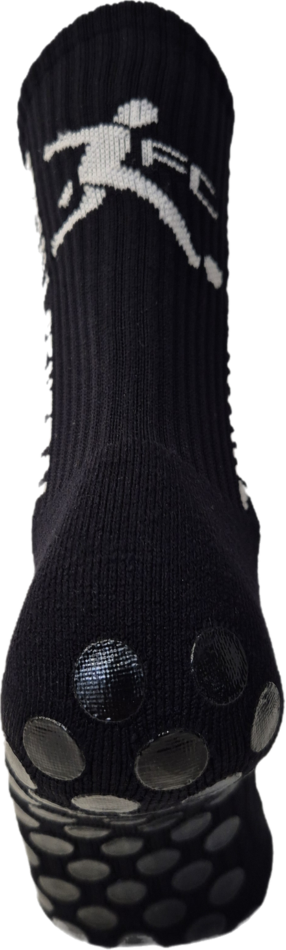 black grip socks, rear image, football grip socks, soccer grip socks