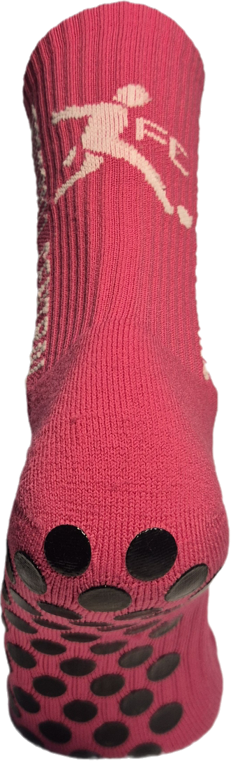 pink grip socks, rear image, football grip socks, soccer grip socks